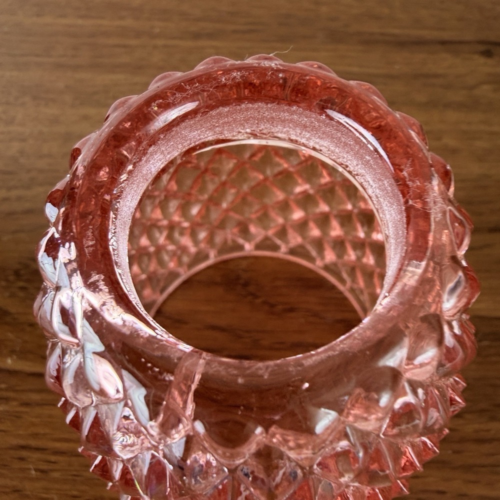Vintage Pink Diamond Pineapple Fairy Lamp Shade Top Brooke Crescent Style Glass - Picture 3 of 11